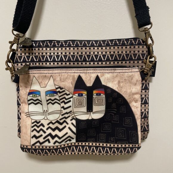 Laurel Burch Mythical Cats Feline Friends Double Canvas Shoulder Bags NWOT gift - Picture 1 of 11